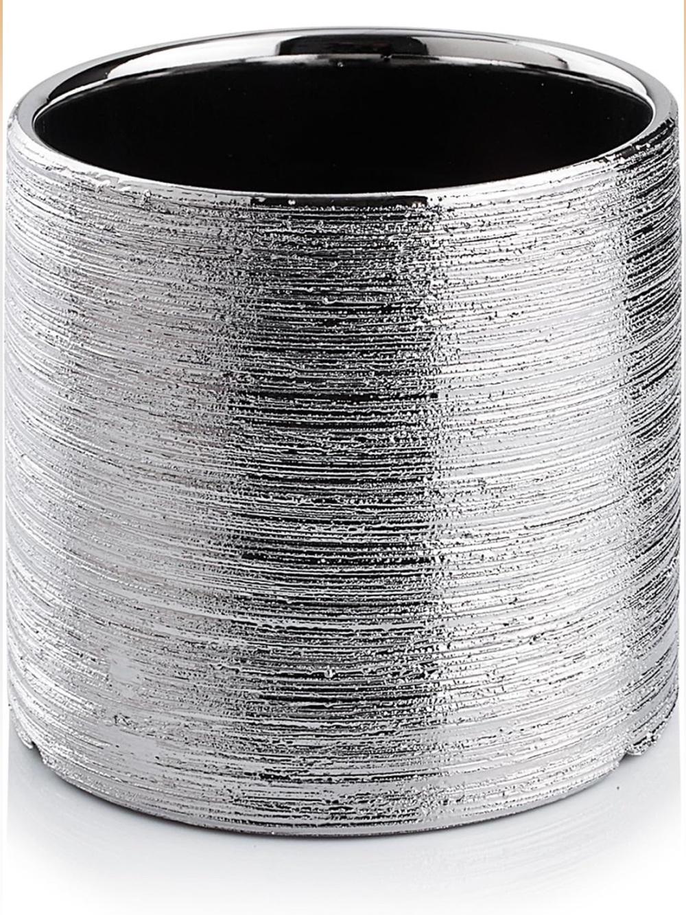 Etched Silver Textured Ceramic Planter